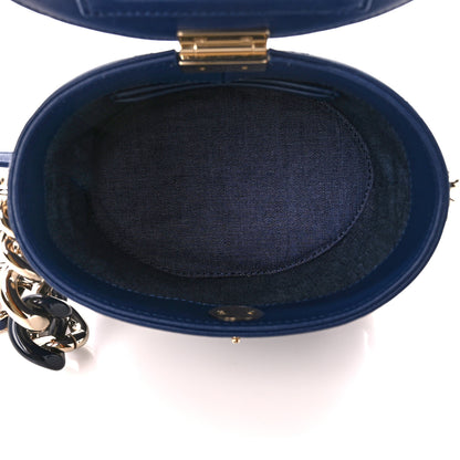 Chanel Lambskin Resin Elegant Chain Vanity Case Blue 5 of 13
