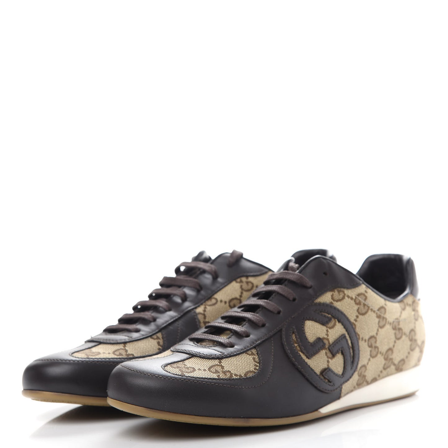 Monogram Nappa Interlocking G Sneakers 39.5 Beige Ebony Cocoa
