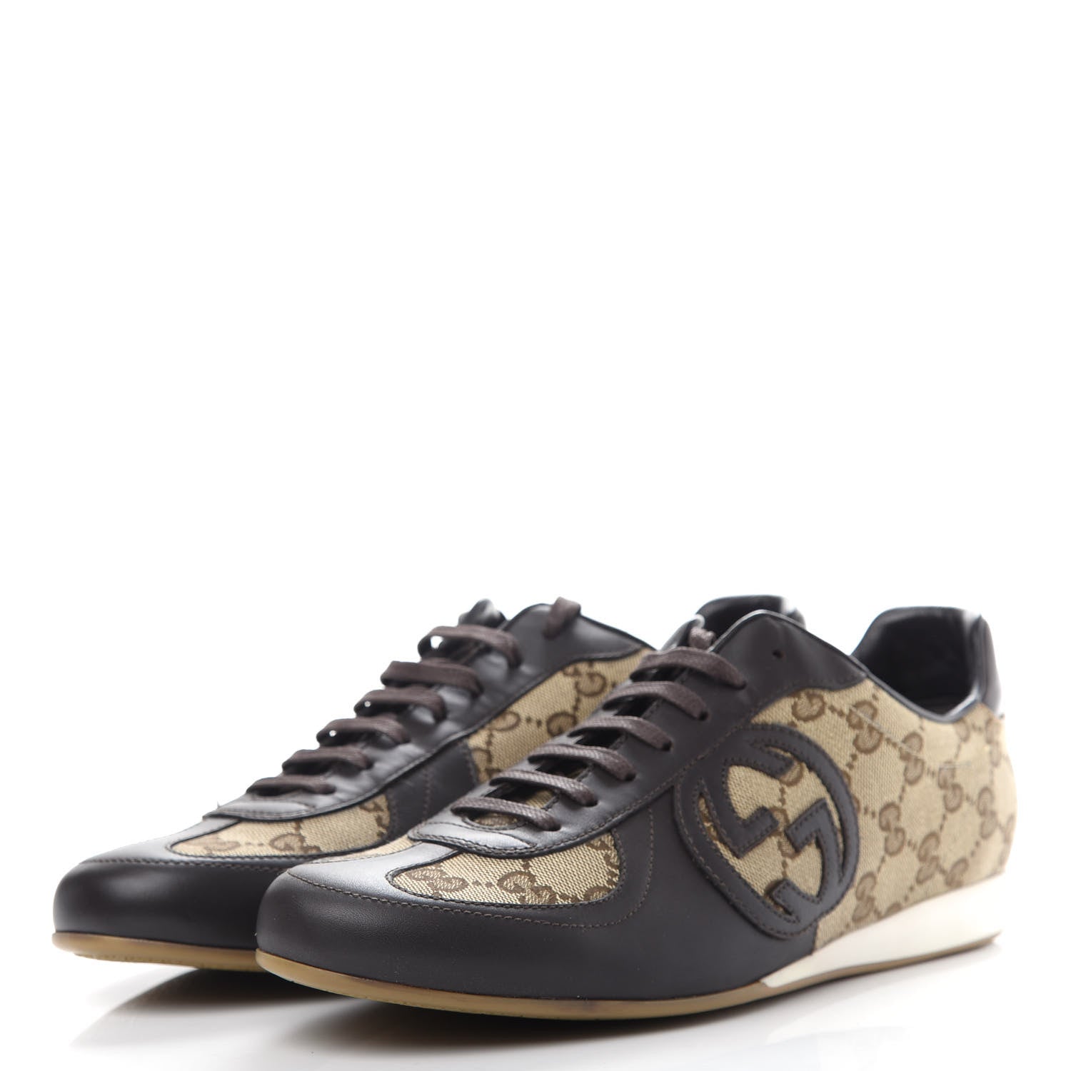 Gucci Monogram Nappa Interlocking G Sneakers 39.5 Beige Ebony Cocoa 3 of 11