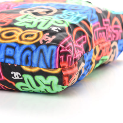 Chanel Caviar Fabric Graffiti Foldable Tote Bag With Chain Black Multicolor 15 of 20