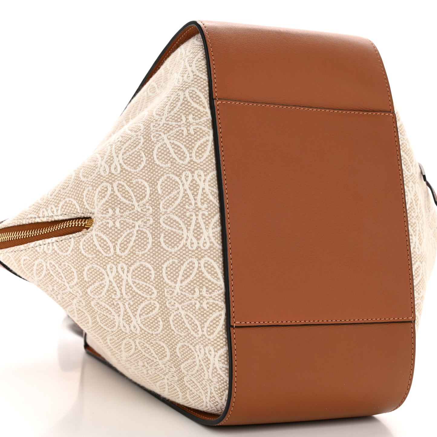 Calfskin Canvas Anagram Small Hammock Shoulder Bag Ecru Tan