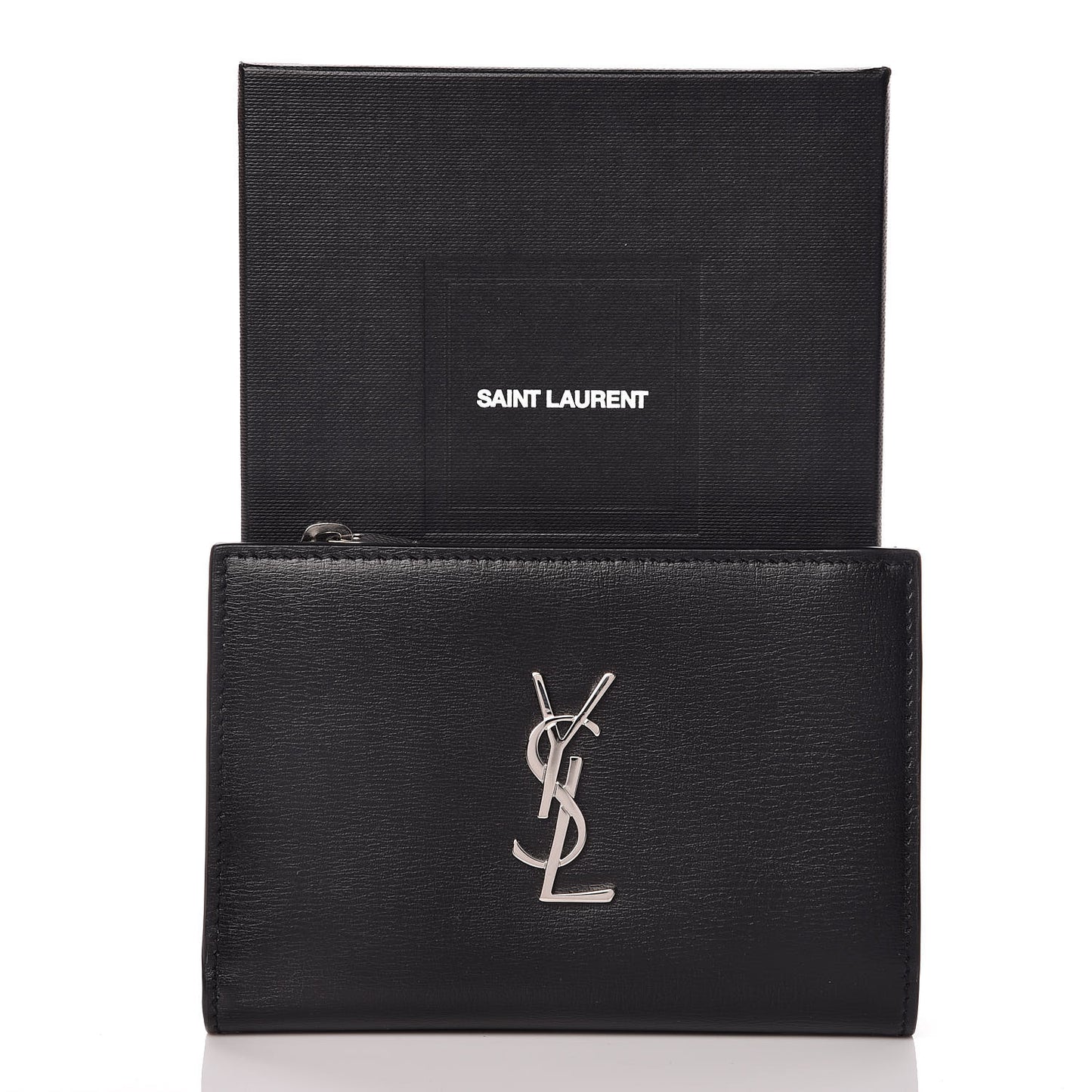 Calfskin Fragments Flap Wallet Black