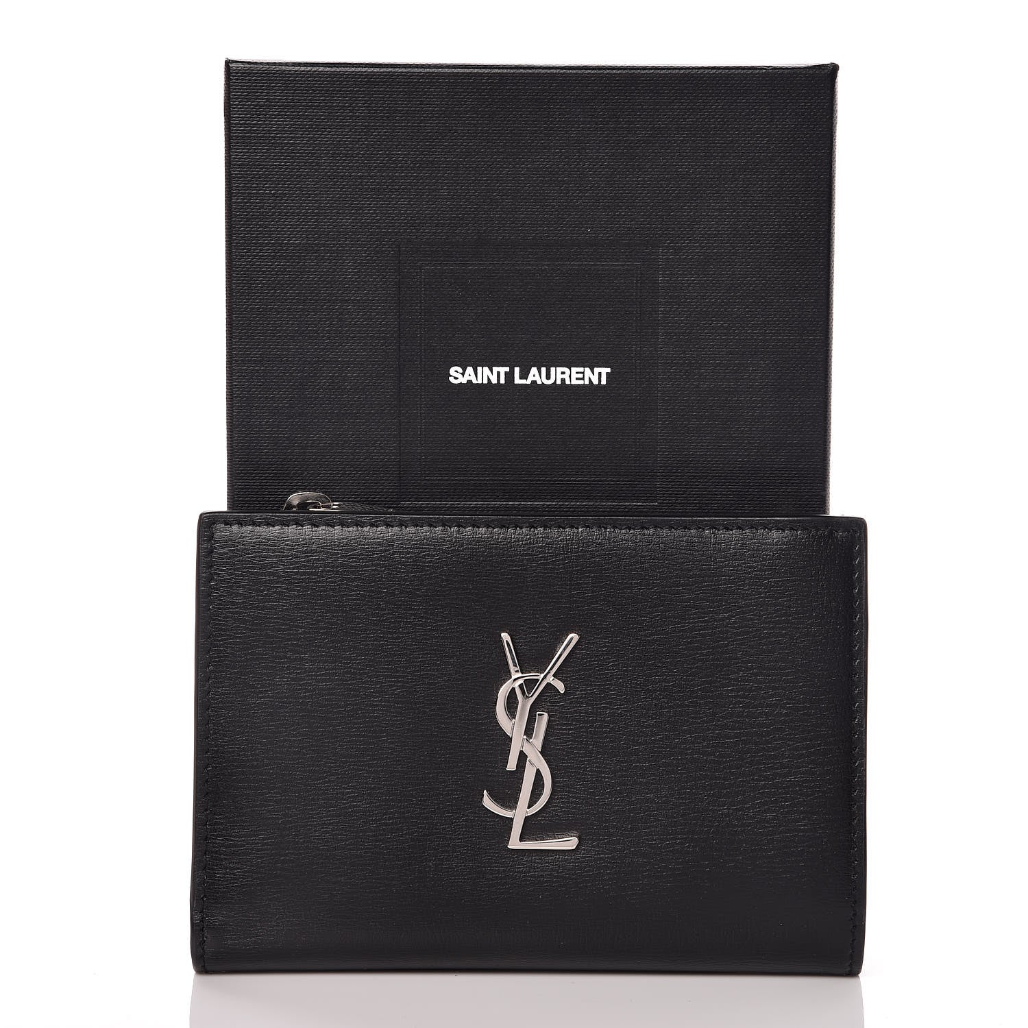 Saint Laurent Calfskin Fragments Flap Wallet Black 10 of 10