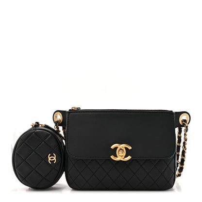 Chanel Calfskin Quilted Multi Pouching Flap And Coin Purse Black 1 of 10