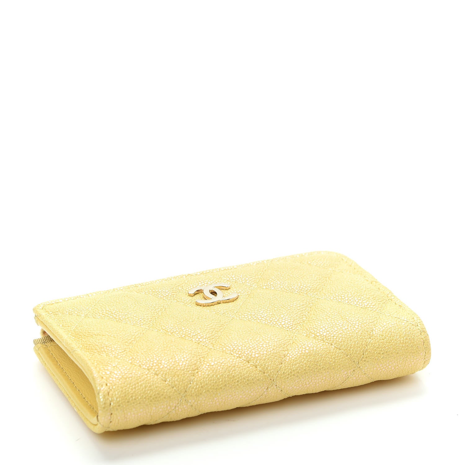 Chanel Iridescent Caviar Quilted Key Holder Case Yellow 4 of 7