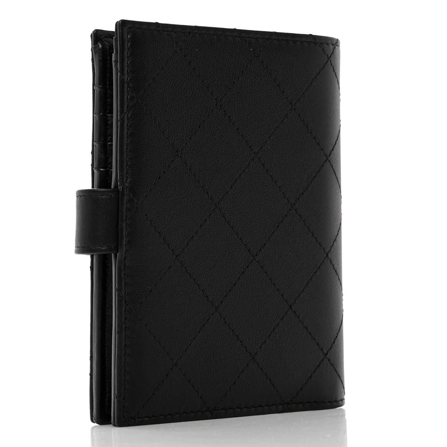 Grained Calfskin Quilted passport Holder Wallet So Black