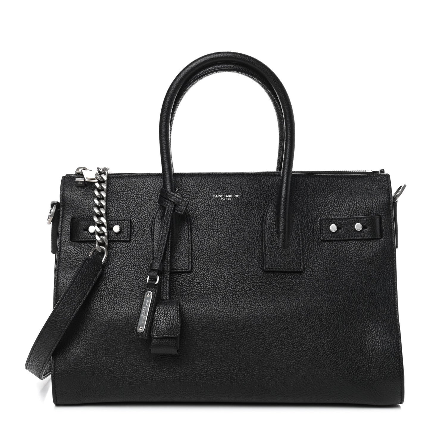 Grained Calfskin Sac De Jour Souple Duffle 36H Asphalt Black