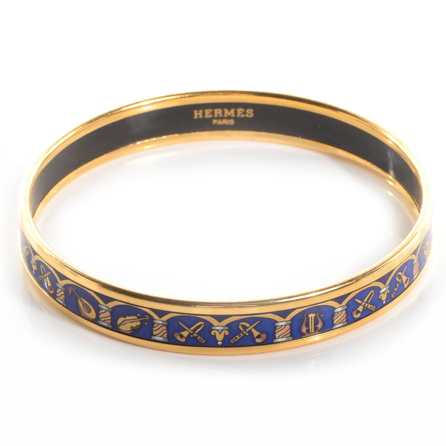 Hermes Enamel Printed Musical Instruments Narrow Bracelet 70 3 of 6