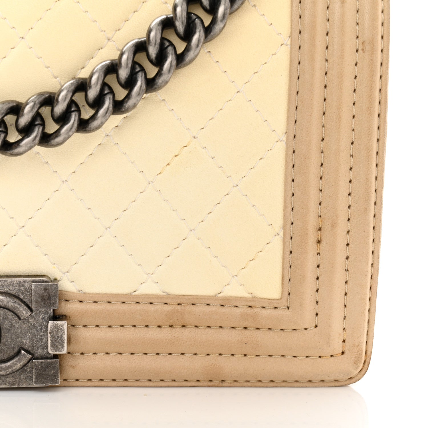Chanel Lambskin Quilted Medium Boy Flap Ivory Havana Beige 11 of 12