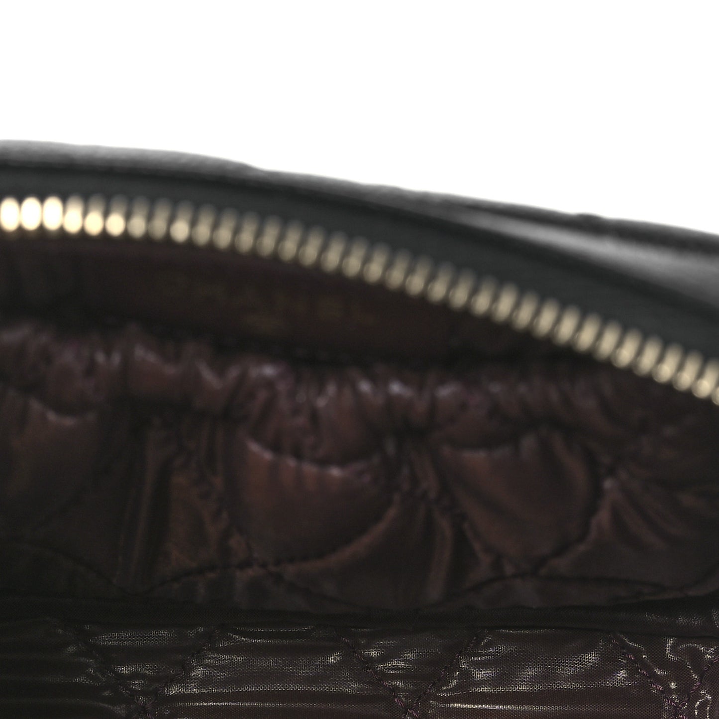 Caviar Quilted Small Curvy Pouch Cosmetic Case Black