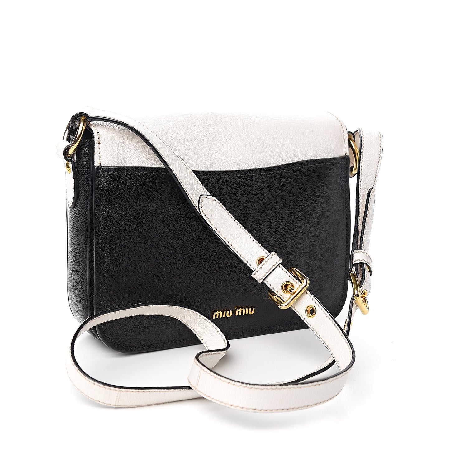Goatskin Madras Shoulder Bag Black White
