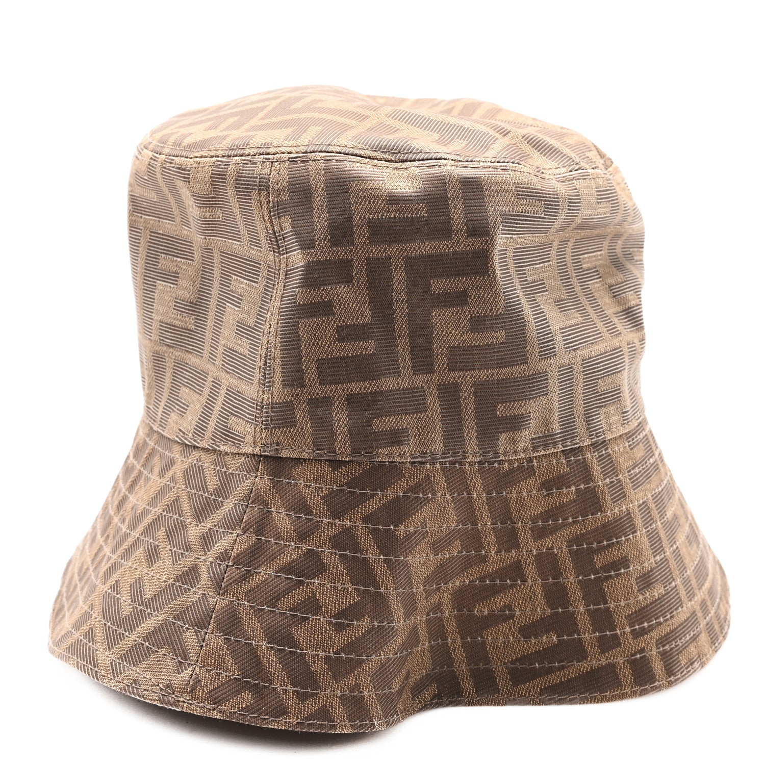 Fendi Technical Fabric FF Reversible Bucket Hat S Tobacco Beige 4 of 13