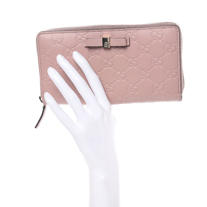 Gucci Guccissima Bow Zip Around Wallet Pink 2 of 13