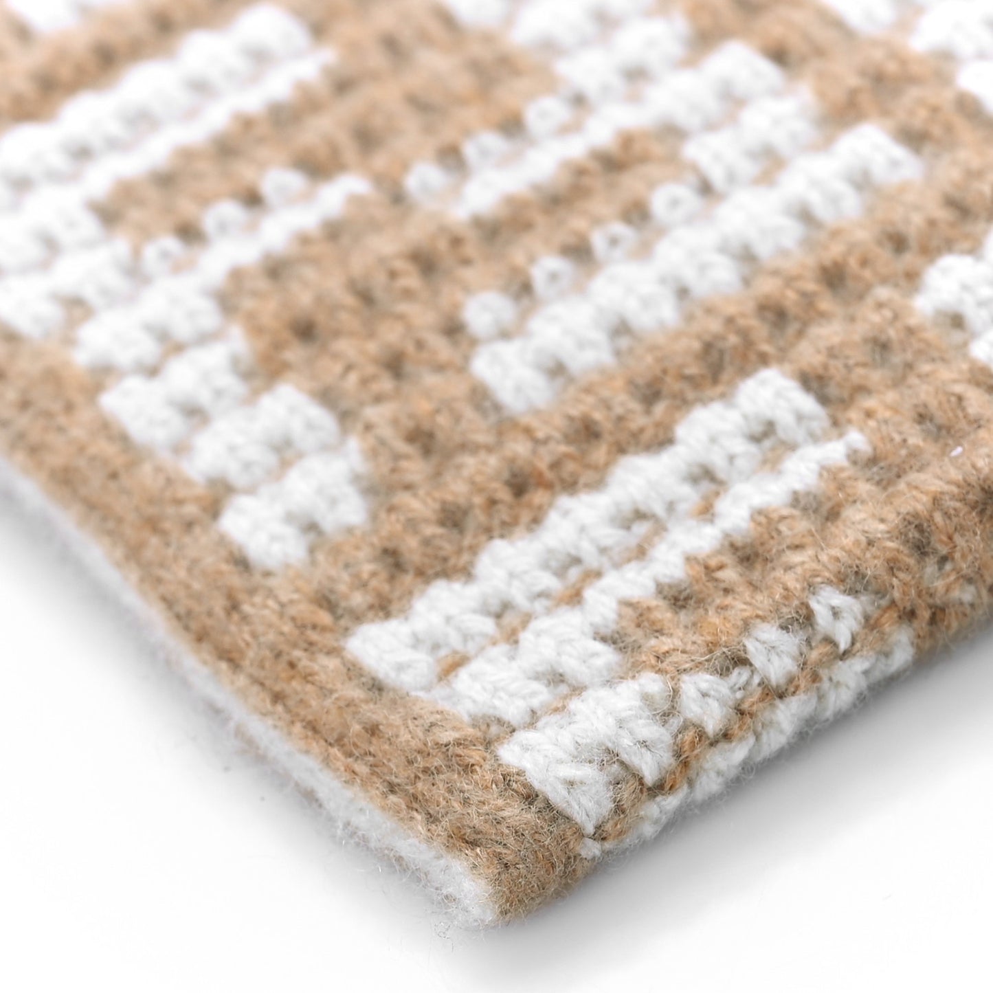 Fabric Calfskin FF Woven Large Flat Pouch Cammello
