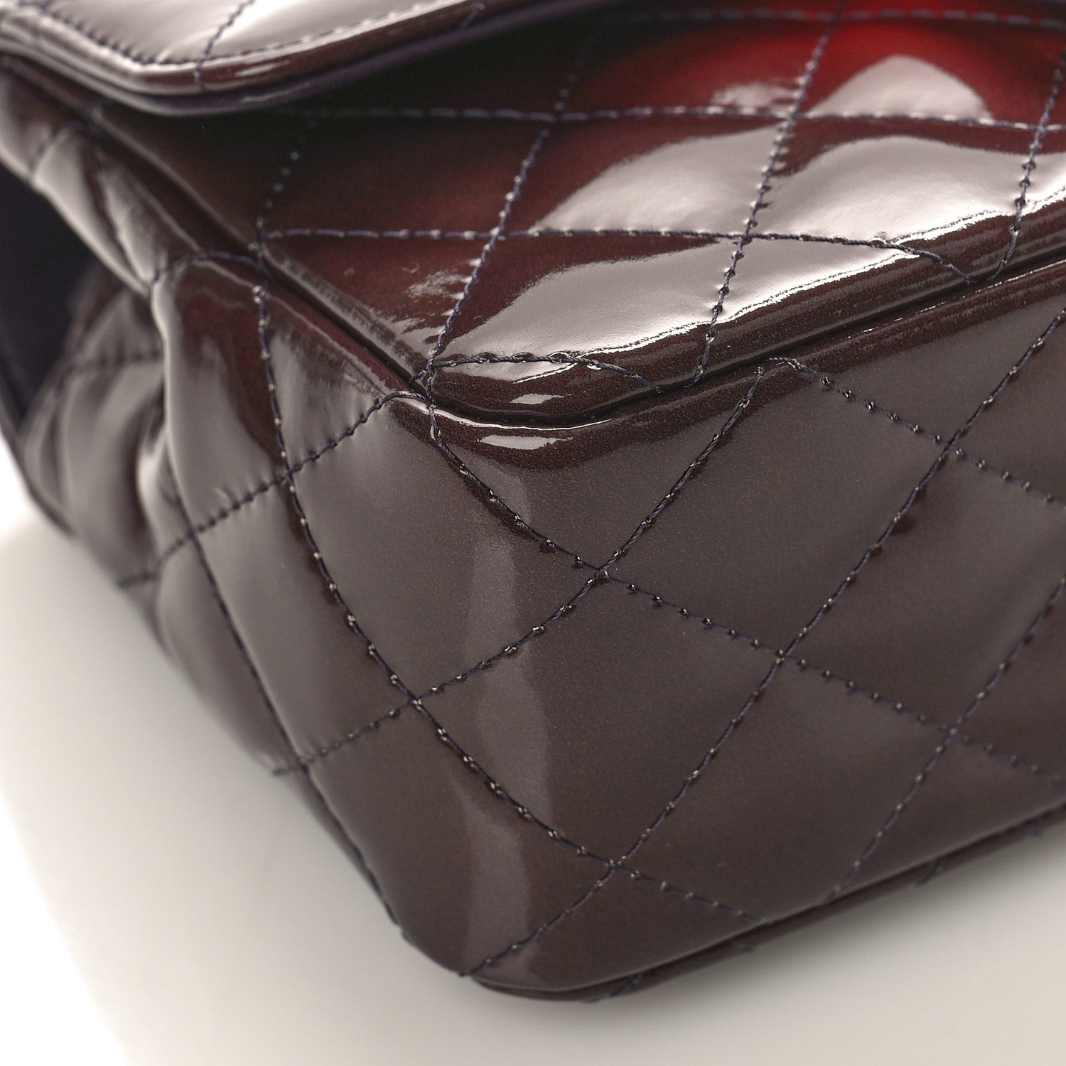 Chanel Shaded Patent Calfskin Quilted Mini Rectangular Flap Red Yellow Dark Purple 8 of 9