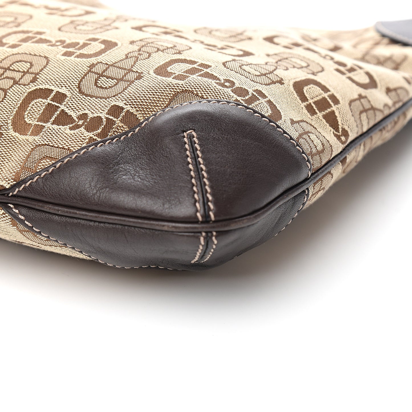Canvas Horsebit Hobo Shoulder Bag Dark Brown
