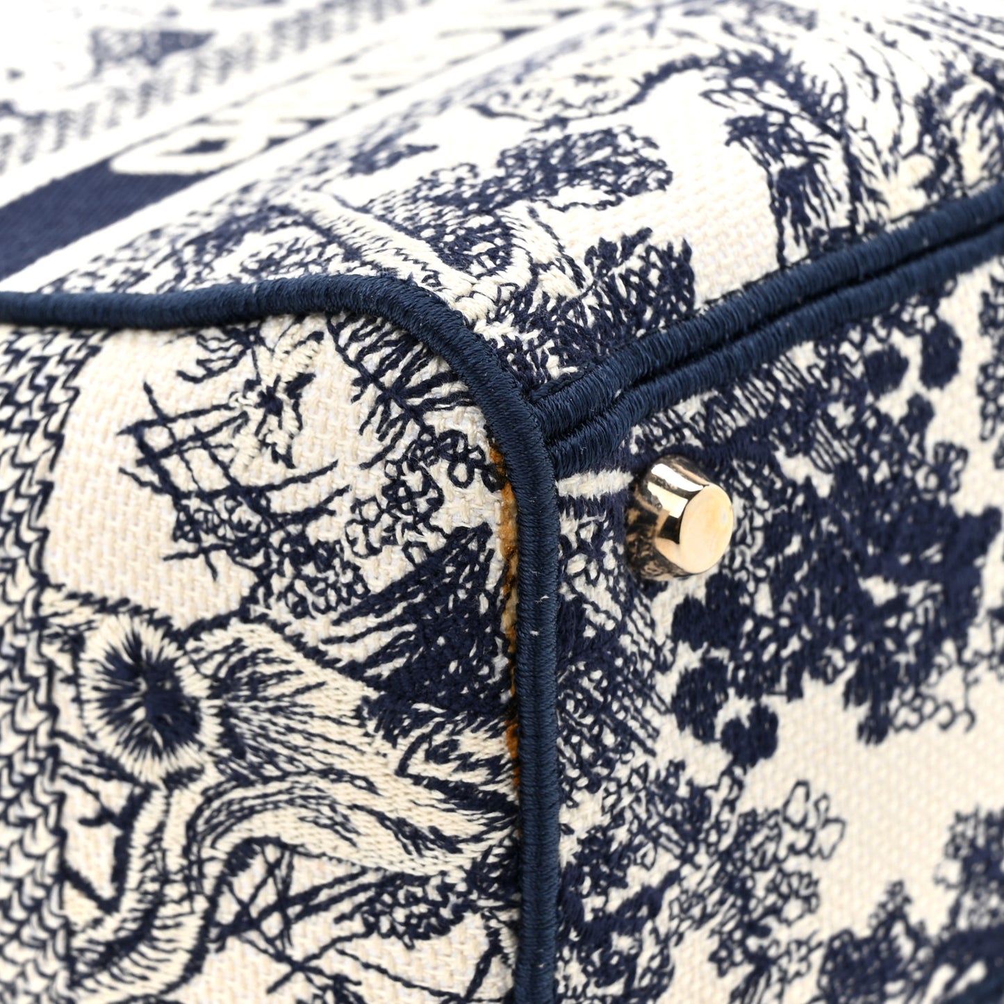 Canvas Toile De Jouy Embroidered Medium Lady D-Lite Navy