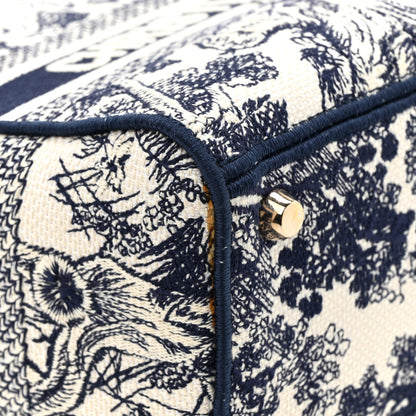 Christian Dior Canvas Toile De Jouy Embroidered Medium Lady D-Lite Navy 11 of 13