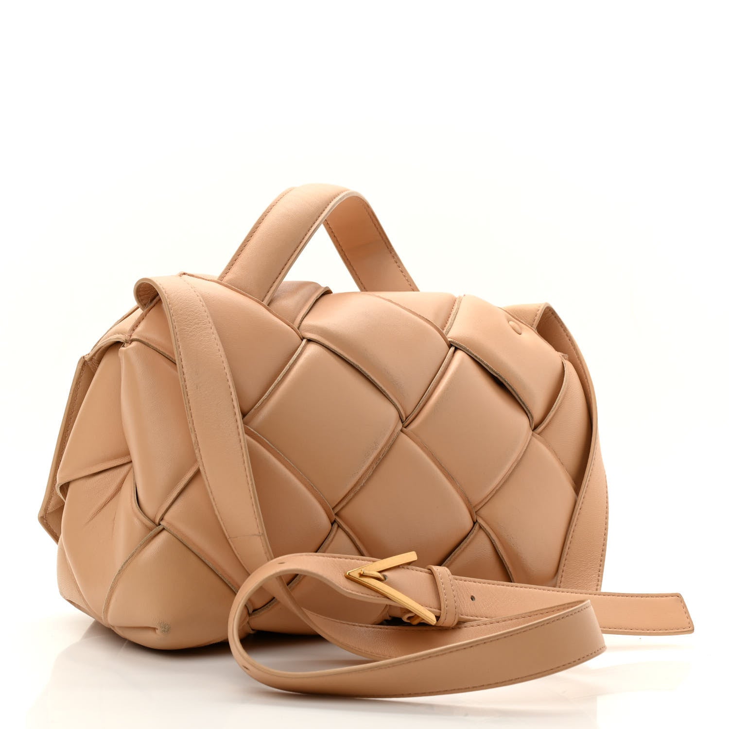 Bottega Veneta Nappa Intreccio Padded Top Handle Shoulder Bag Almond 2 of 17