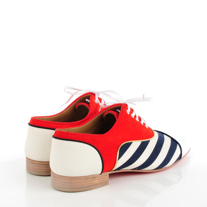 Christian Louboutin Suede Patent Calfskin Canvas John John Mens Flat Oxfords 43 Navy 4 of 8