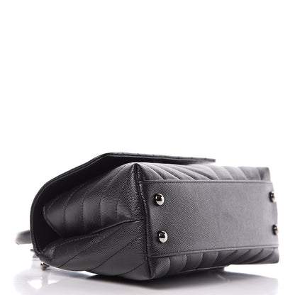 Chanel Caviar Chevron Quilted Mini Coco Handle Flap Black 4 of 10