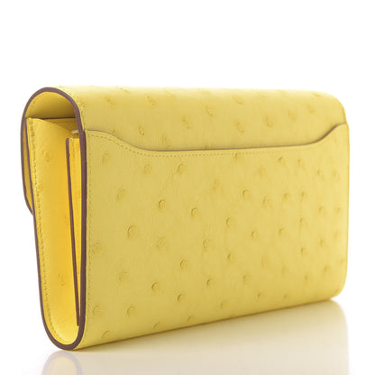 Hermes Ostrich Constance Long Wallet To Go Jaune Citron 3 of 12