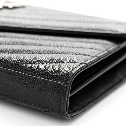 Saint Laurent Grain De Poudre Matelasse Chevron Monogram Chain Wallet Black 9 of 9