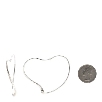 Tiffany Sterling Silver Large Elsa Peretti Open Heart Hoop Earrings 1 of 4