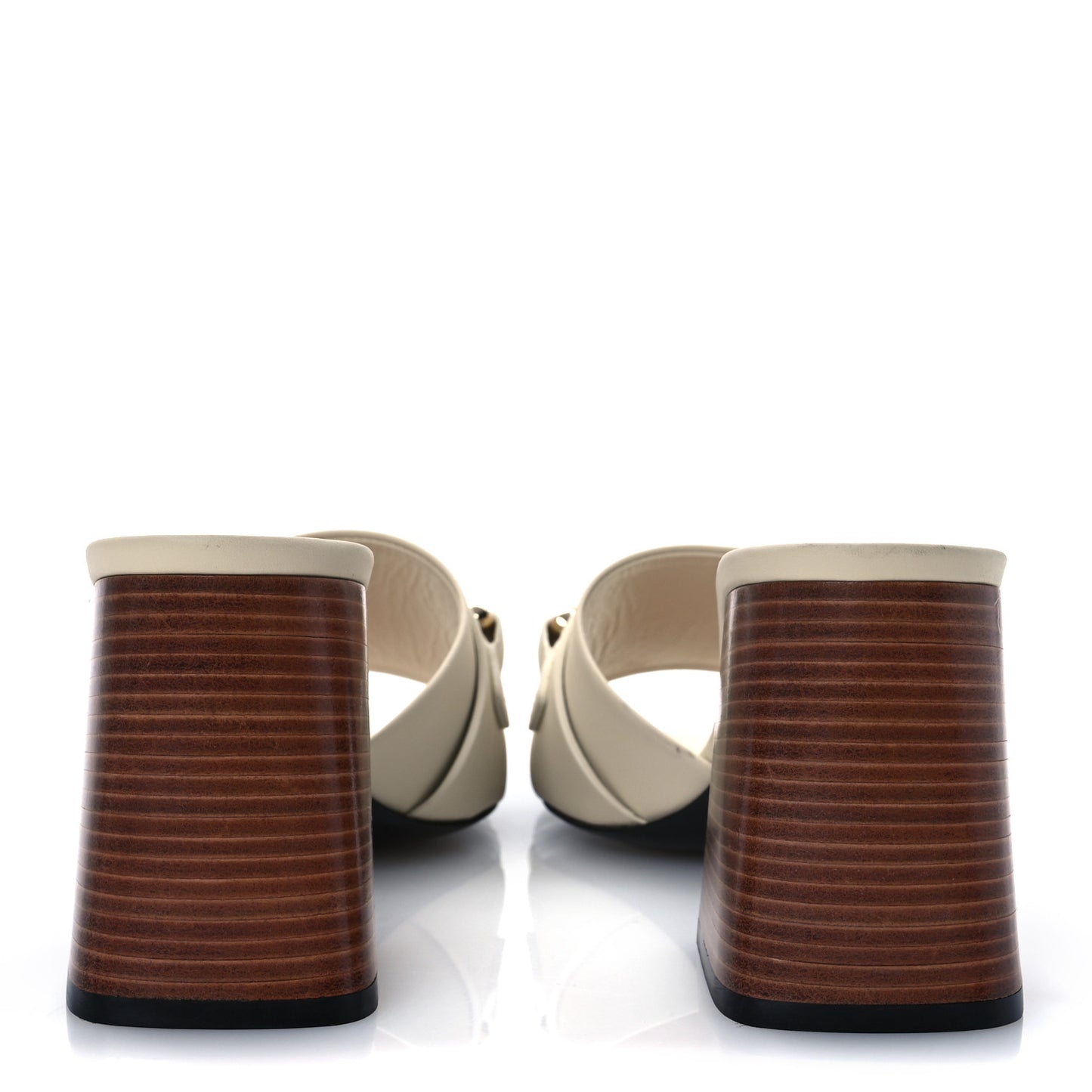 Calfskin Signoria 75mm Slide Sandals 39.5 New Ivoire