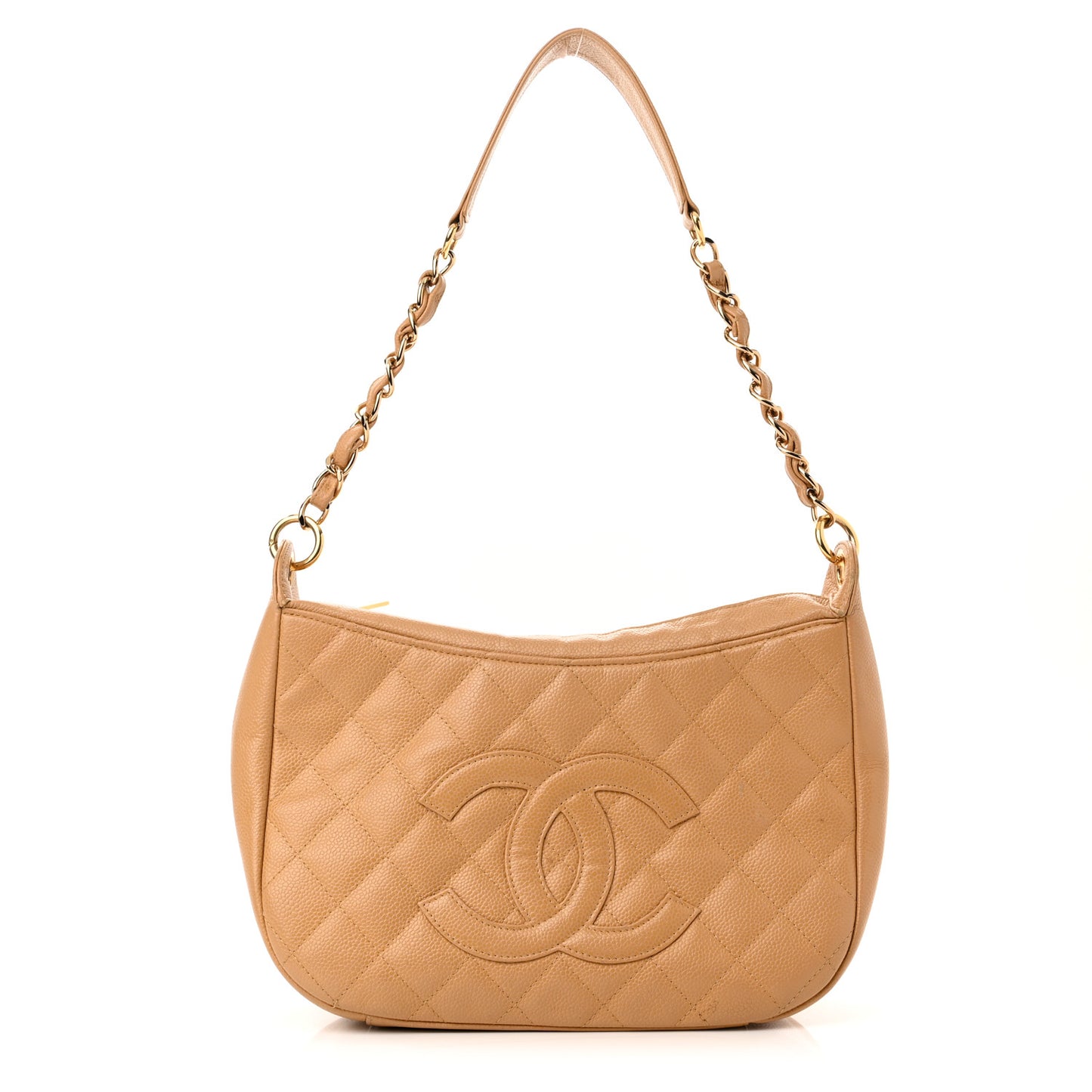 Caviar Quilted Timeless CC Shoulder Bag Beige