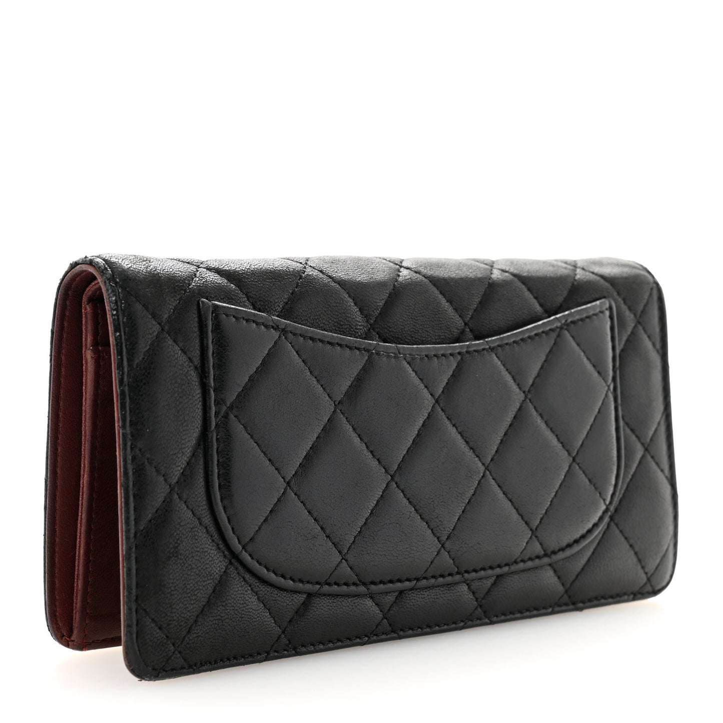 Lambskin Quilted Yen Wallet Black
