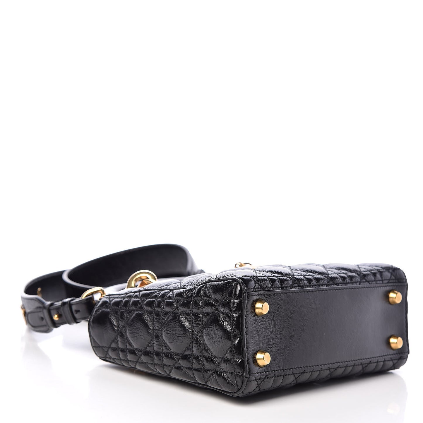 Crinkled Patent Cannage Small Lucky Badges My Lady Dior Black