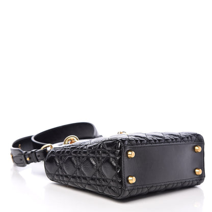 Christian Dior Crinkled Patent Cannage Small Lucky Badges My Lady Dior Black 4 of 10