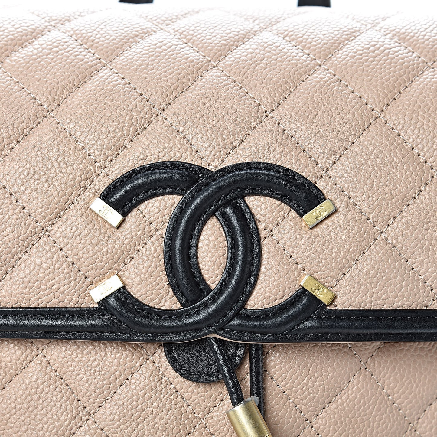 Caviar Quilted Filigree Backpack Beige Black