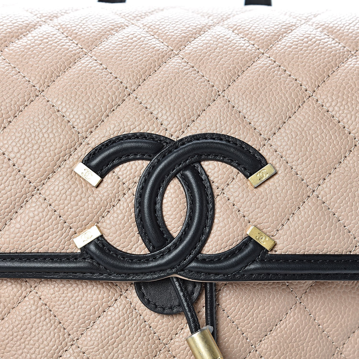 Chanel Caviar Quilted Filigree Backpack Beige Black 8 of 12
