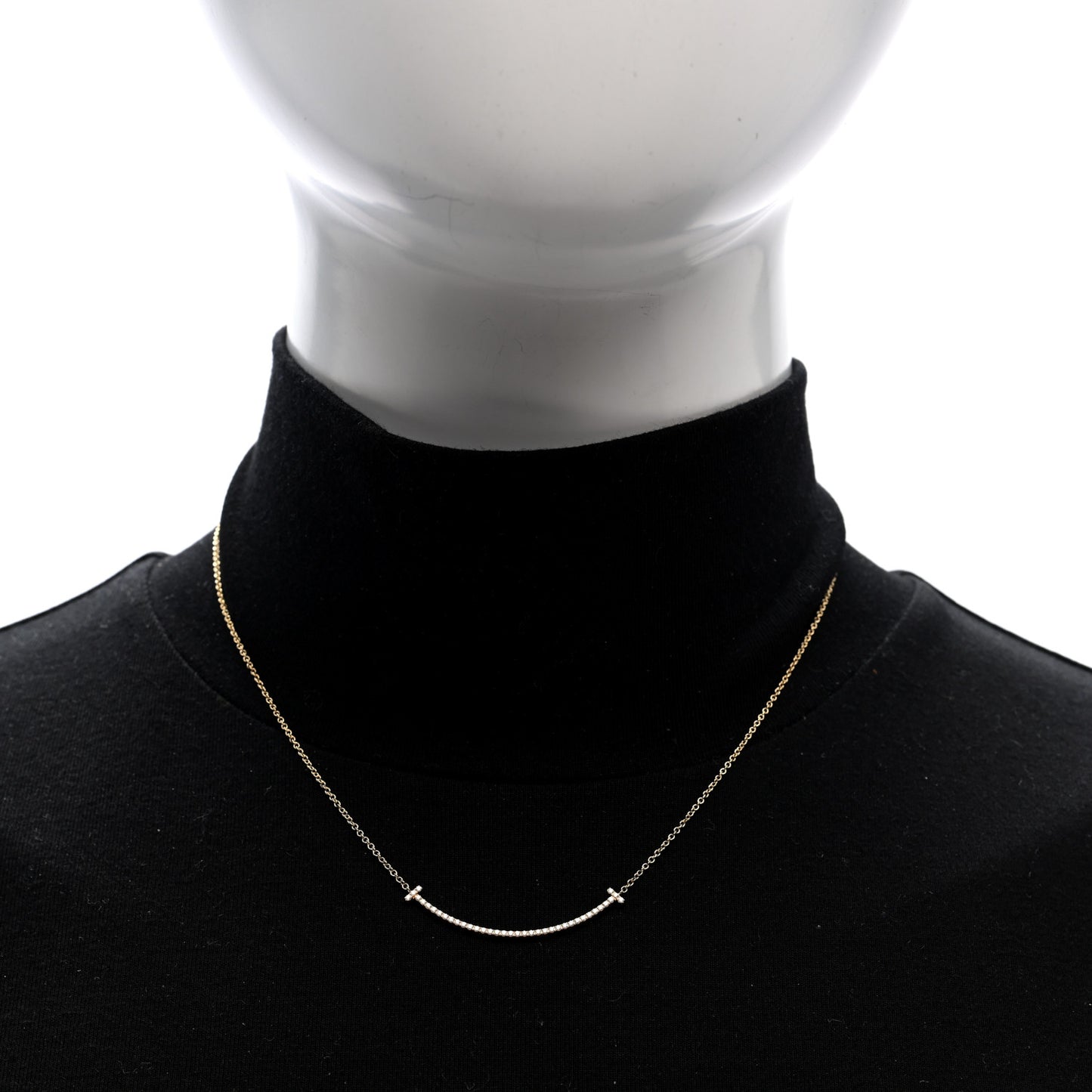 18K Yellow Gold Diamond Small T Smile Pendant Necklace