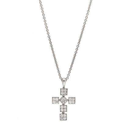 Bulgari 18K White Gold Diamond Lucia Latin Cross Pendant Necklace 1 of 6