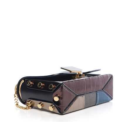 Jimmy Choo Metallic Eel Watersnake Lockett Petite Shoulder Bag Navy 3 of 15