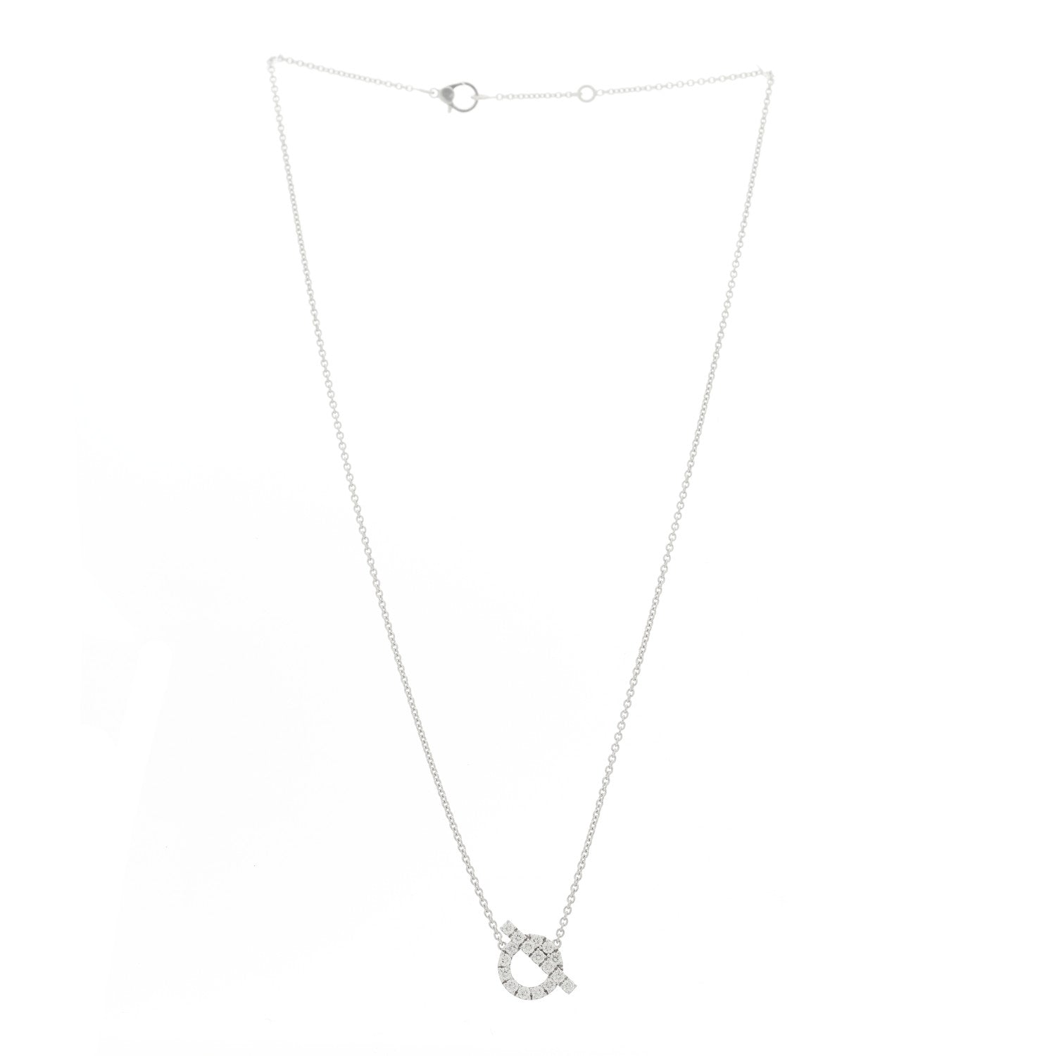 Hermes 18K White Gold Diamond Finesse Pendant Necklace 3 of 5