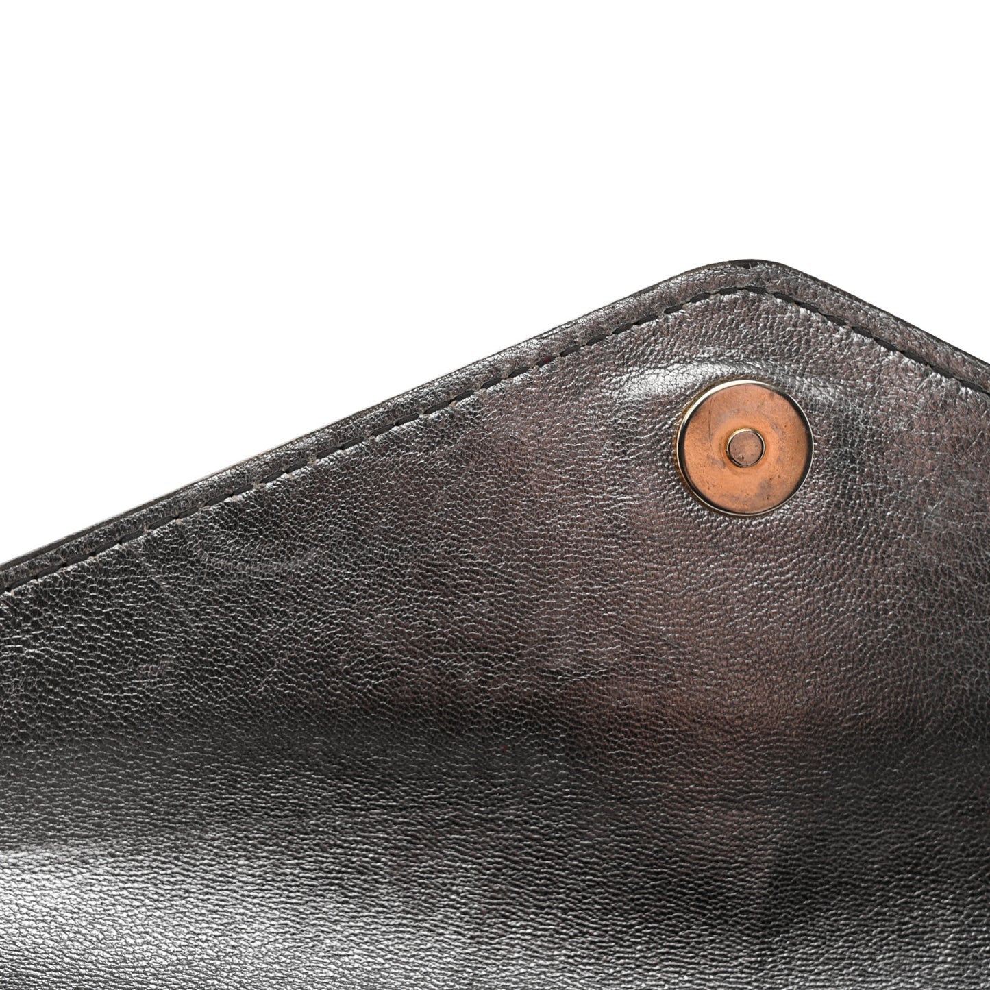 Metallic Calfskin Y-Mail Clutch Silver