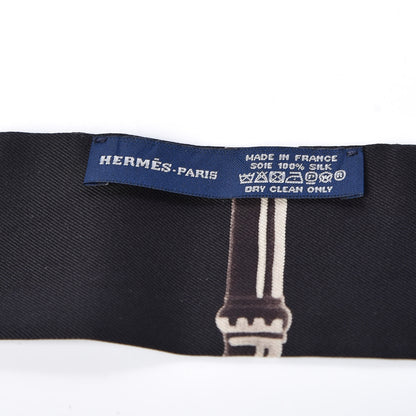 Hermes Silk Les Cles Twilly Black 3 of 3