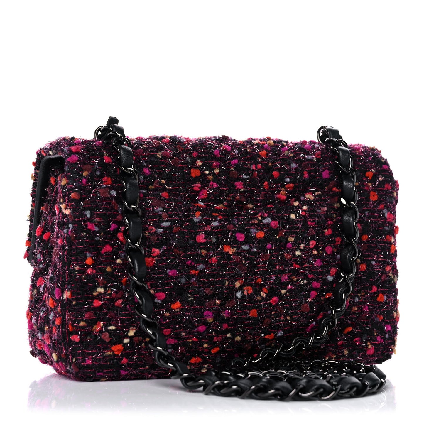 Tweed Quilted Mini Rectangular Flap Pink Multicolor