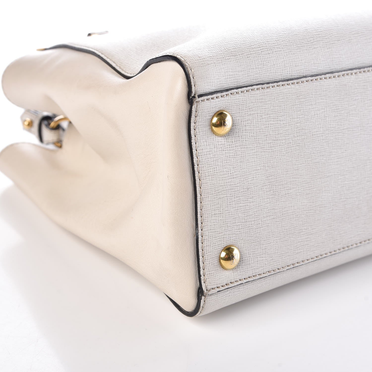 Fendi Vitello Elite Flamingo Petite 2Jours Tote Latte Bianco 9 of 13