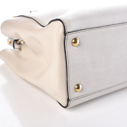 Fendi Vitello Elite Flamingo Petite 2Jours Tote Latte Bianco 9 of 13