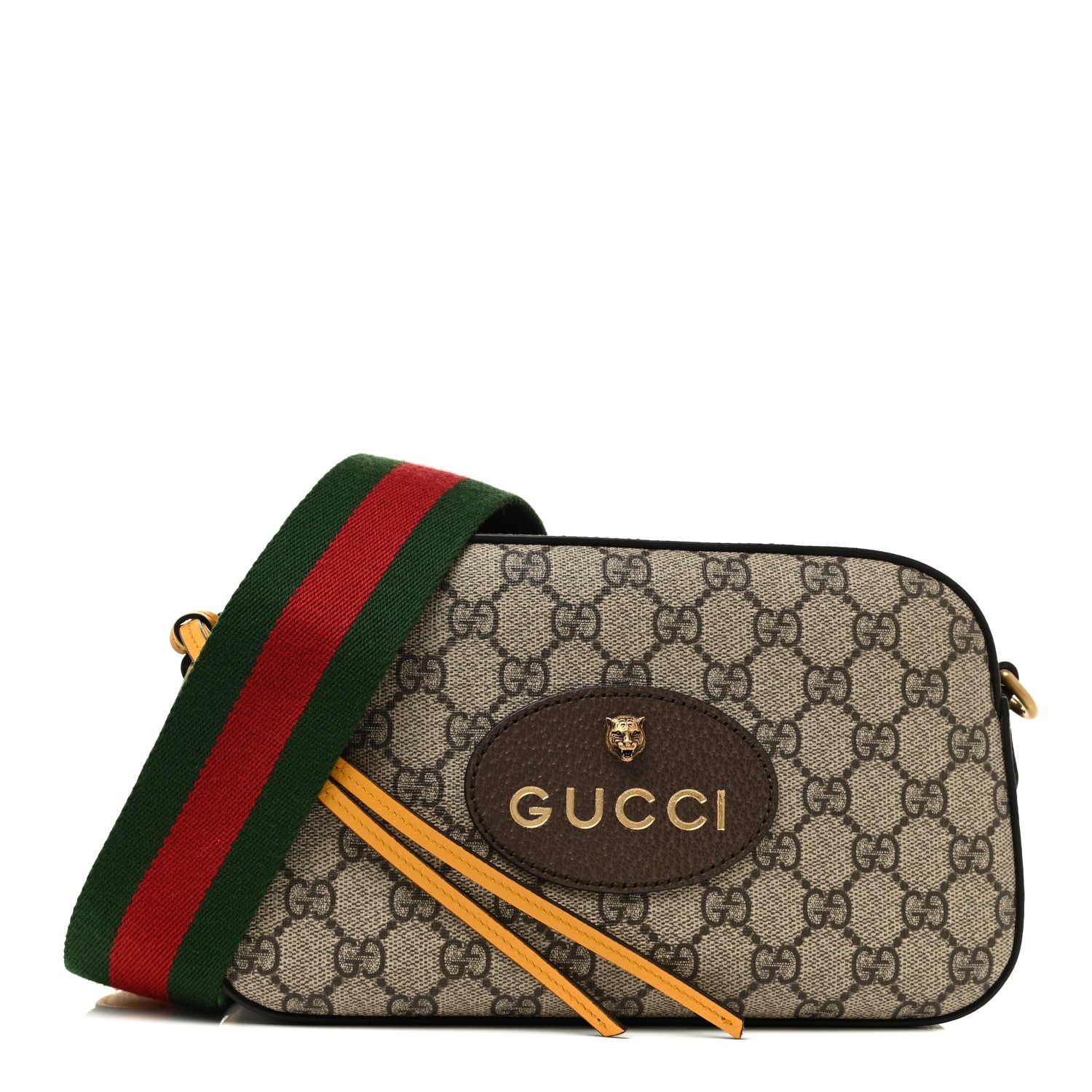Gucci GG Supreme Monogram Web Neo Vintage Shoulder Bag Beige New Acero Crop 1 of 10