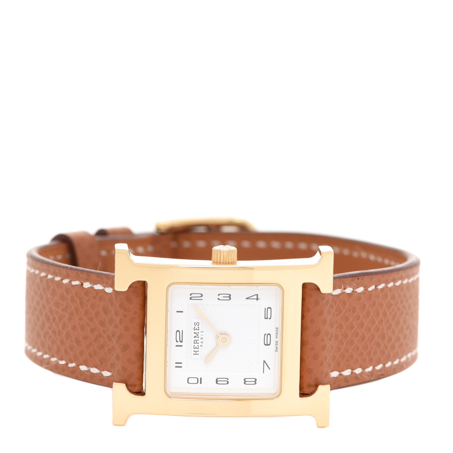 Hermes Stainless Steel Epsom 21mm Heure H Hour Quartz Watch Gold 2 of 5