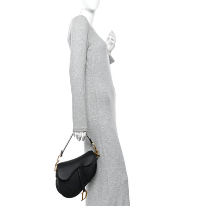 Christian Dior Grained Calfskin Saddle Bag With Strap Black 2 of 10