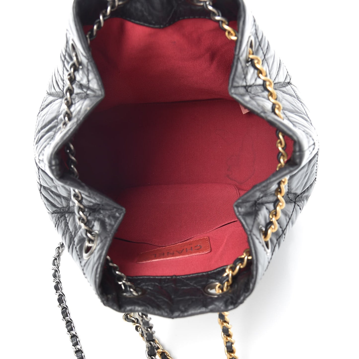 Aged Calfskin Quilted Small Gabrielle Backpack Black