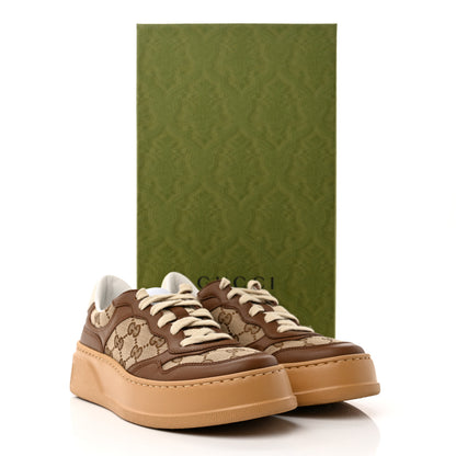 Gucci Calfskin GG Monogram Womens Platform 55mm Sneakers 37.5 Hezelnut Beige Ebony Mystic White 9 of 9