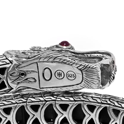 John Hardy Sterling Silver Enamel White Sapphire Ruby Naga Double Ombre Coil Bracelet 5 of 5